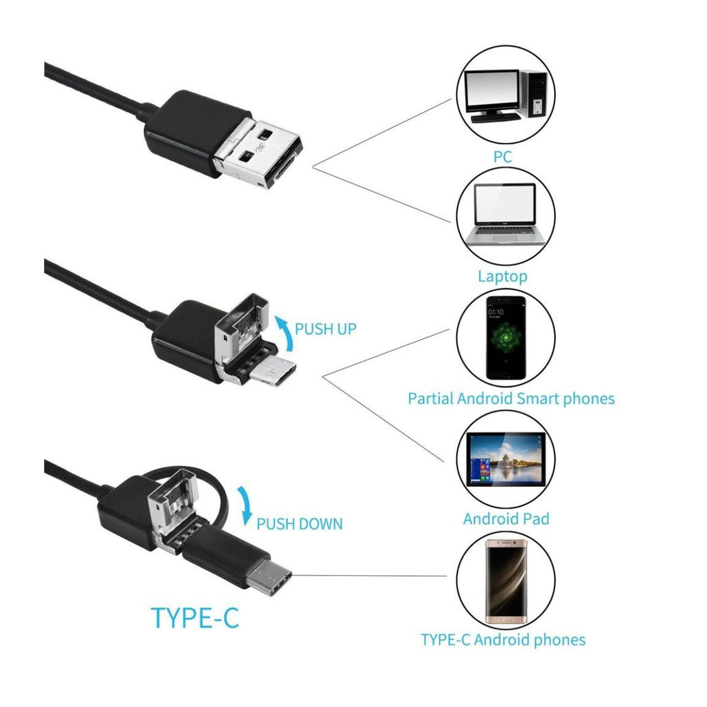 Cámara Endoscópica USB HD 7mm | Cable 3M, IP67, 6 LEDs y Compatible con Android y PC
