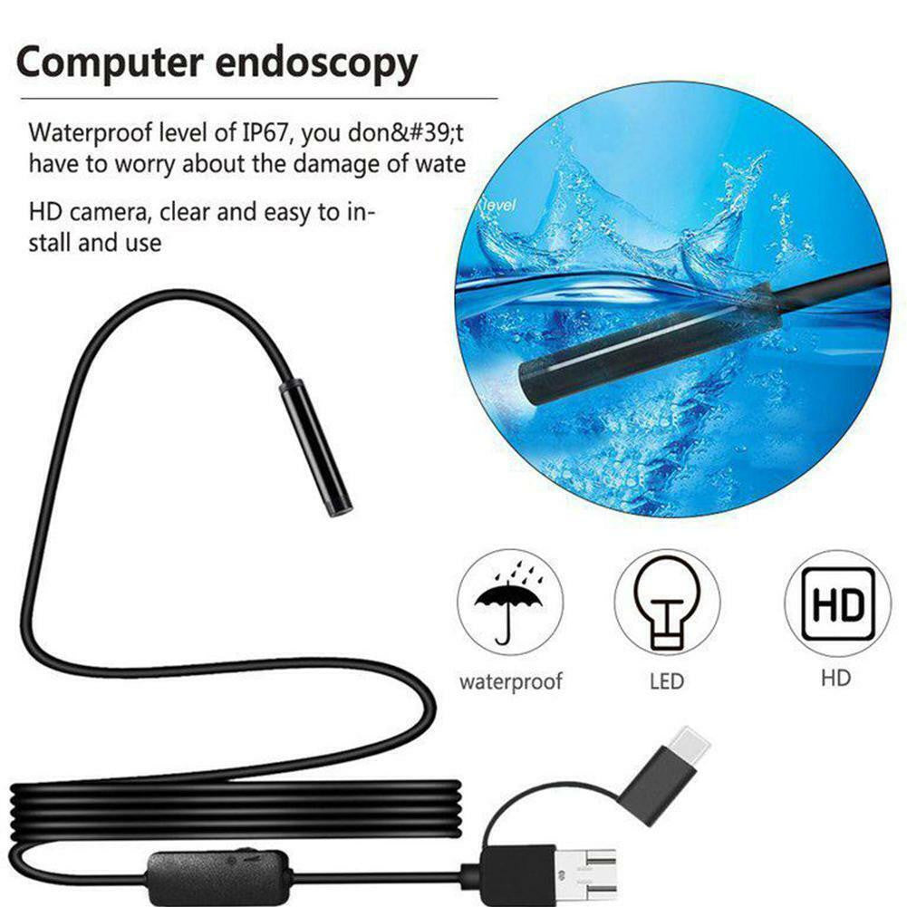 Cámara Endoscópica USB HD 7mm | Cable 3M, IP67, 6 LEDs y Compatible con Android y PC
