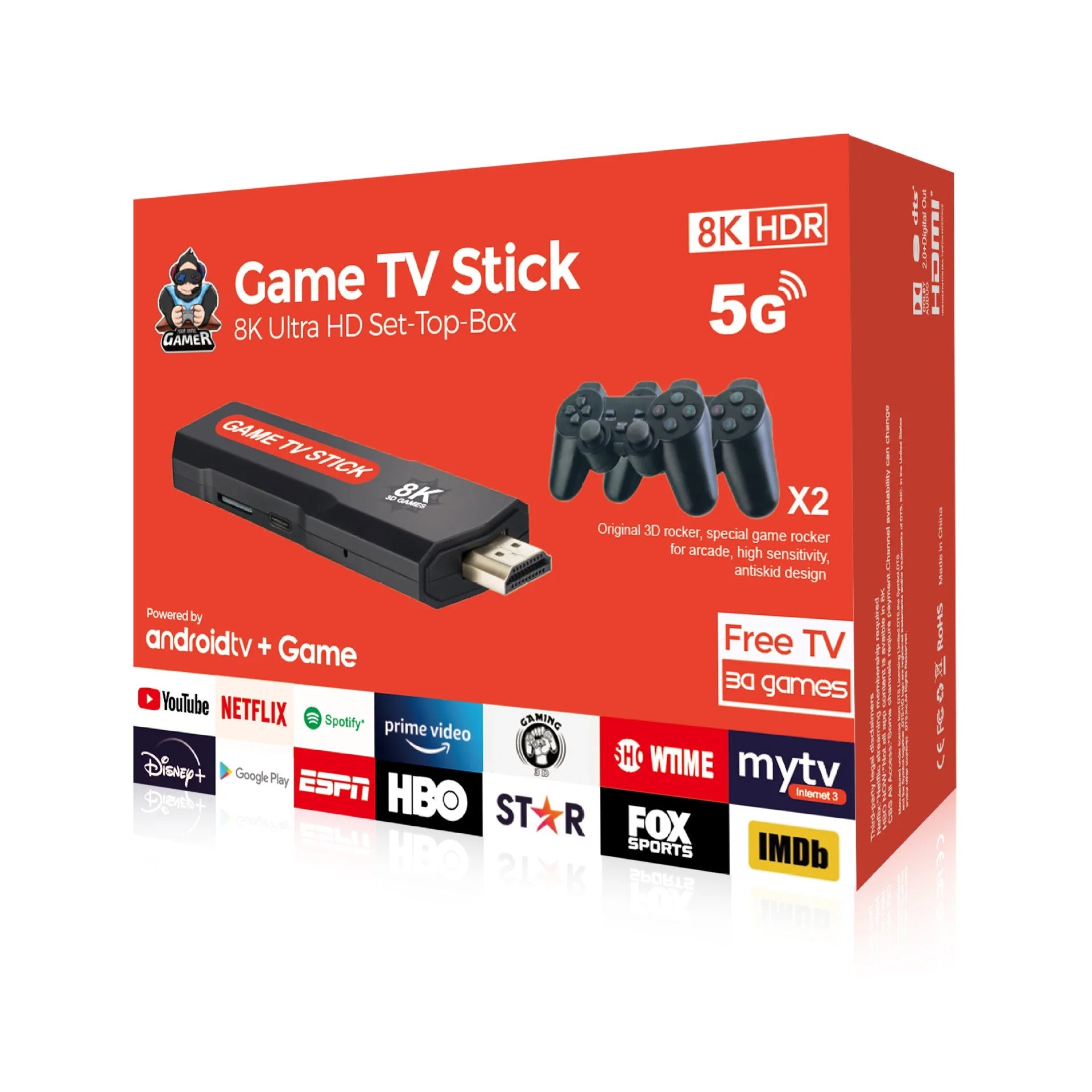 Game TV Stick 8K HDR con 2 Mandos Inalámbricos