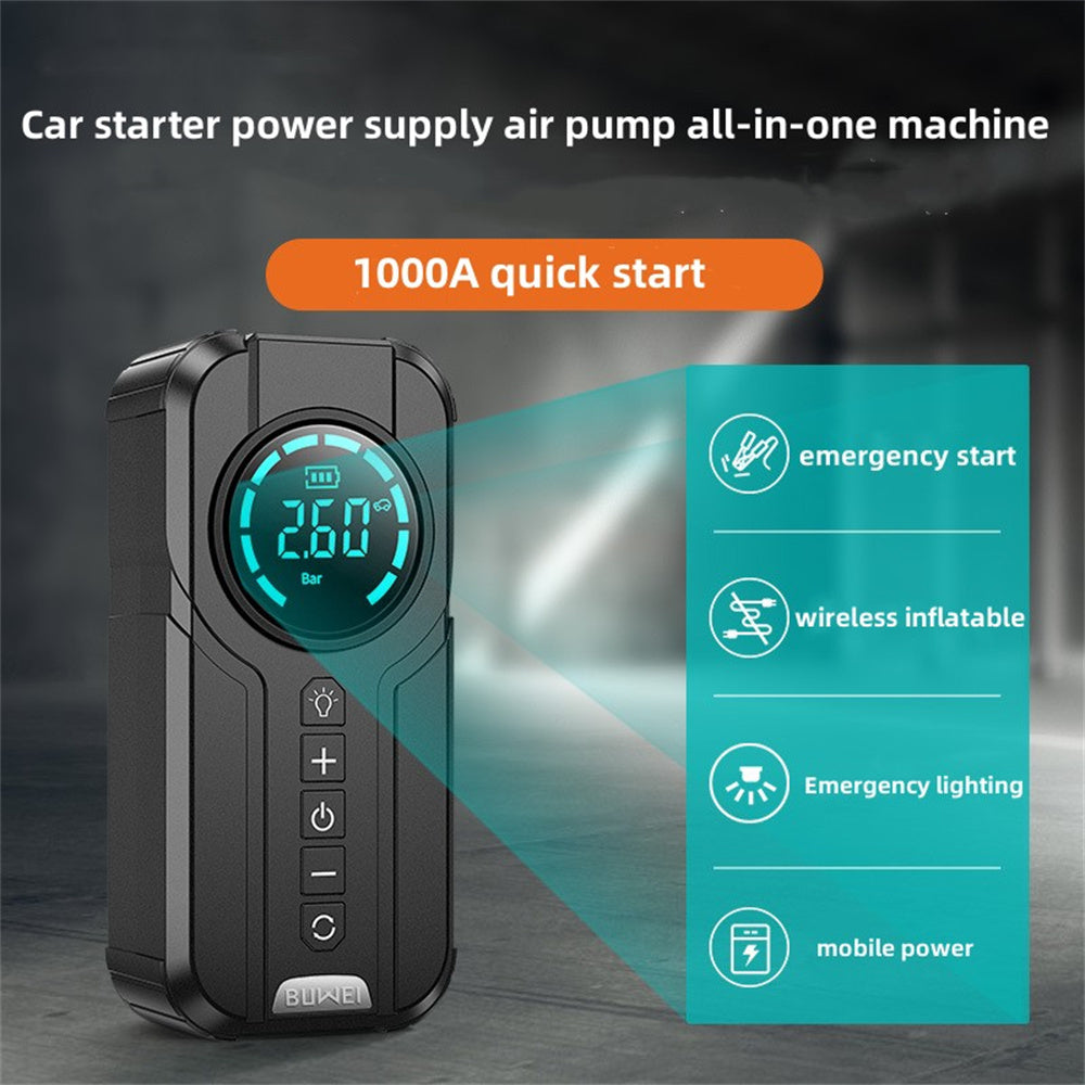 Arrancador Portátil 12V 600A con Compresor de Aire