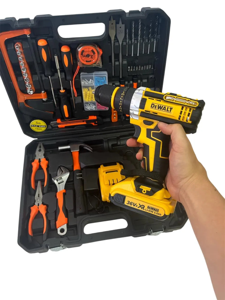 Taladro Inalámbrico 36V – 2 Baterías, Maletín y 34 Accesorios
