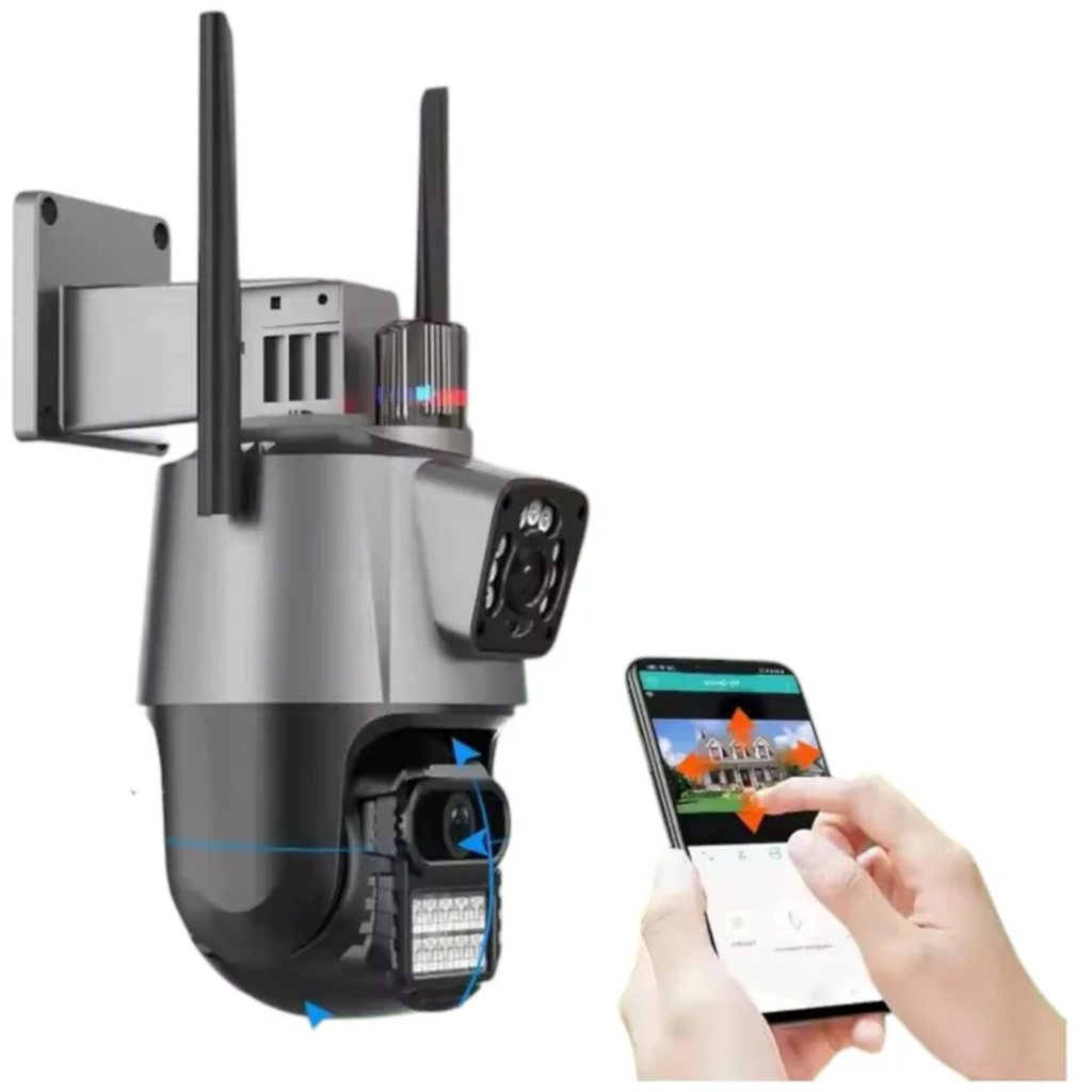 Cámara de Seguridad Doble Lente Wi-Fi con Alarma Policial