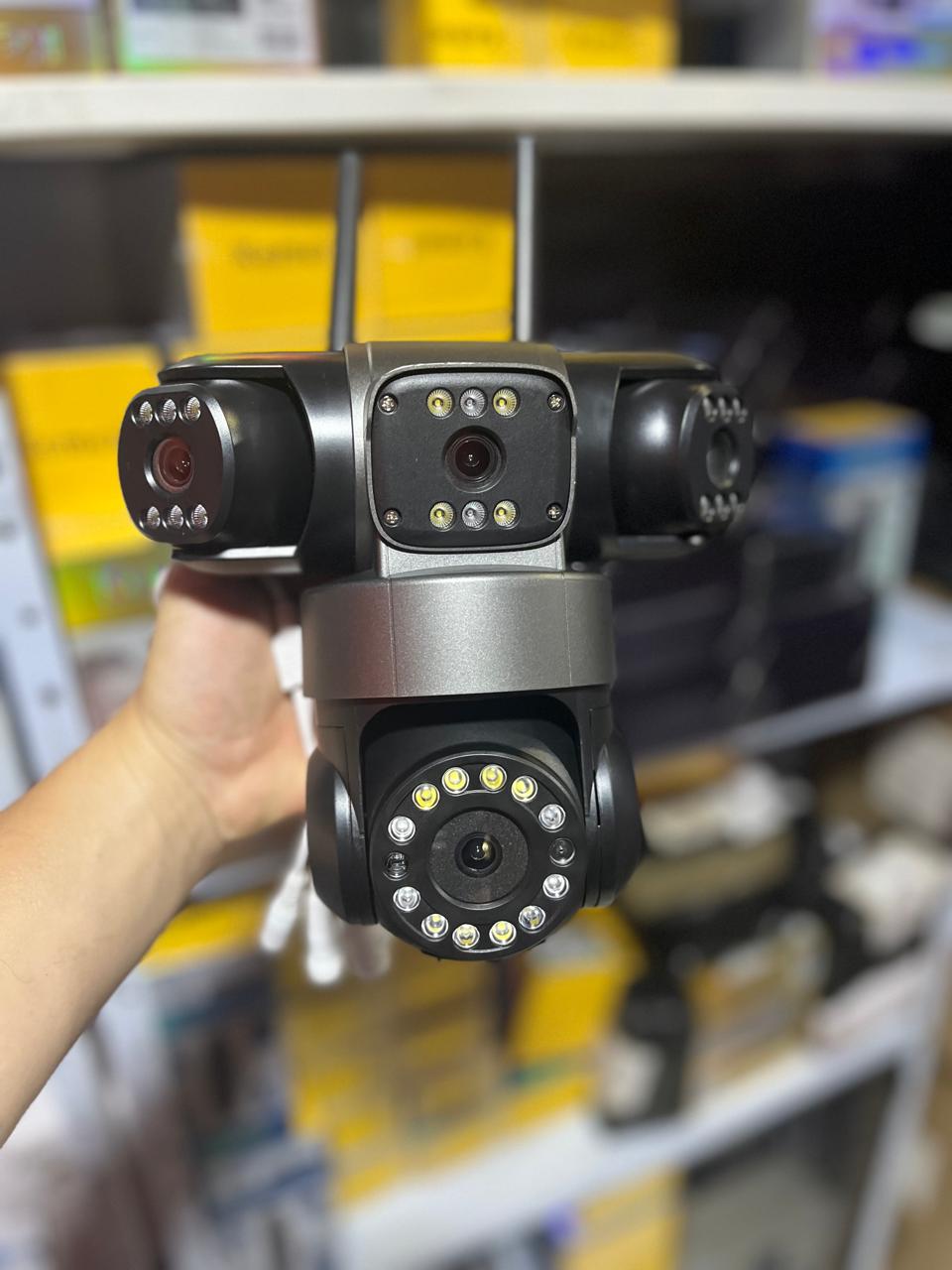 Cámara PTZ Pulpo 4 Lentes Wi-Fi Premium | 15MP, Zoom Óptico 10X, Visión Nocturna y Audio Bidireccional