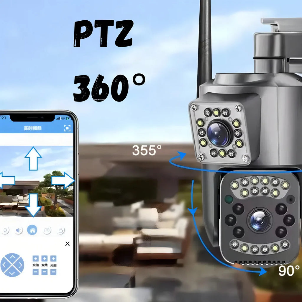 Cámara de Seguridad WiFi Doble Lente 360° con Alarma