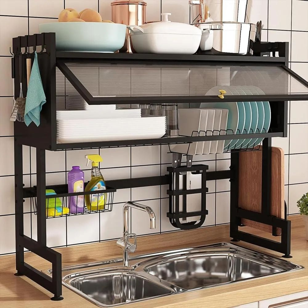 Organizador de Loza Doble Puerta 65 cm – Escurridor Metálico para Cocina