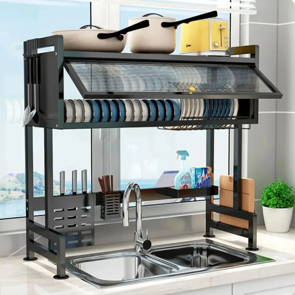 Organizador de Loza Doble Puerta 65 cm – Escurridor Metálico para Cocina