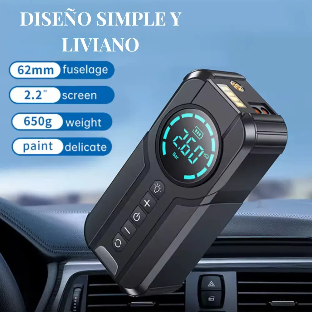 Arrancador Portátil 12V con Compresor de Aire – 8000mAh, 600A, 150 PSI