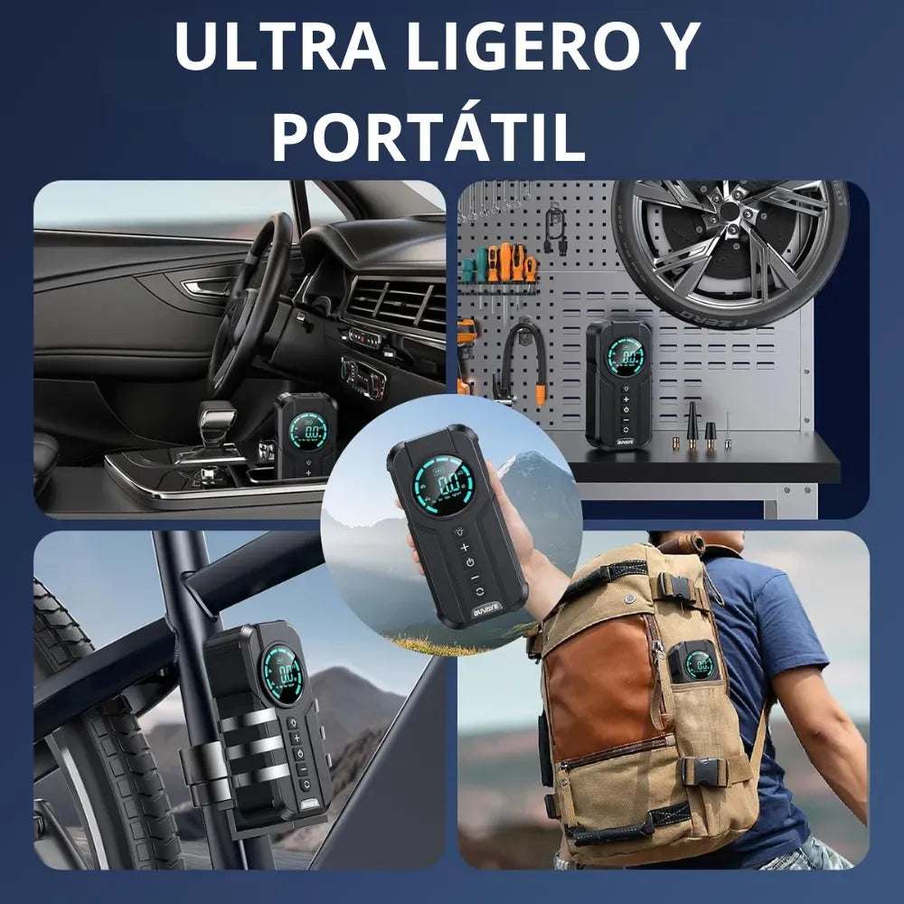 Arrancador Portátil 12V con Compresor de Aire – 8000mAh, 600A, 150 PSI
