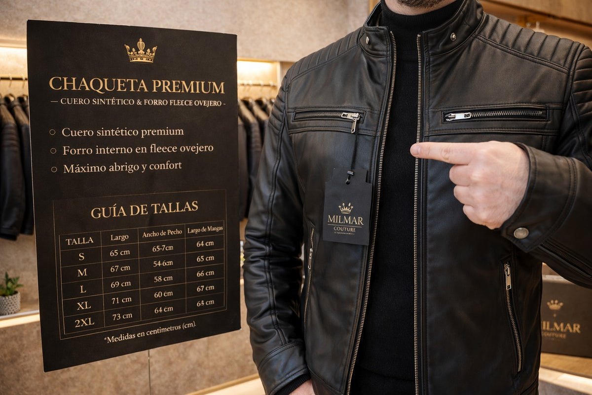 Chaqueta para Hombre en Cuero Sintético Negra