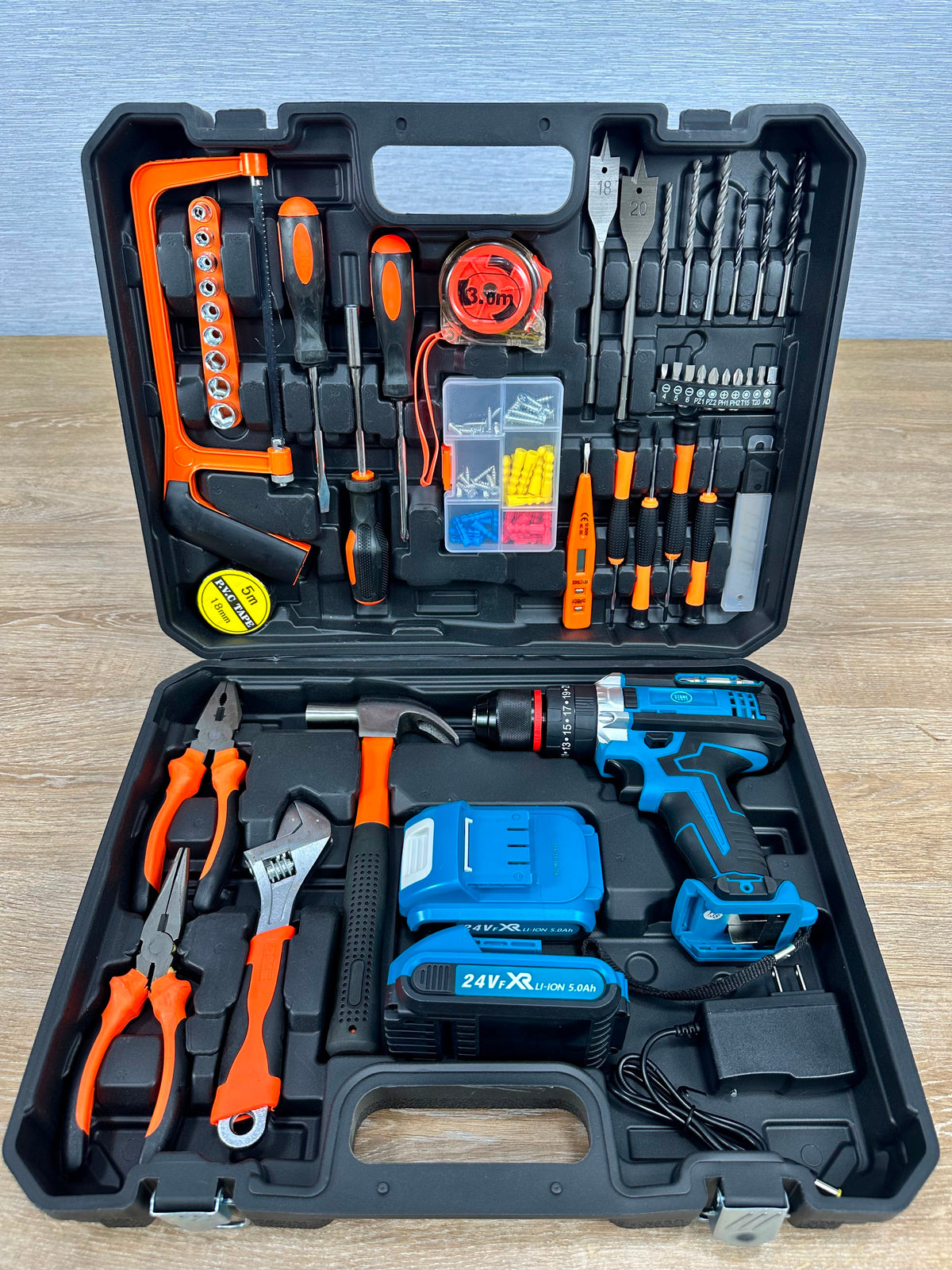 Kit de Taladro Inalámbrico 24V con 2 Baterías y Herramientas