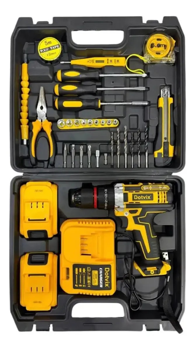 Taladro Inalámbrico 68V con 2 Baterías y Kit de Herramientas