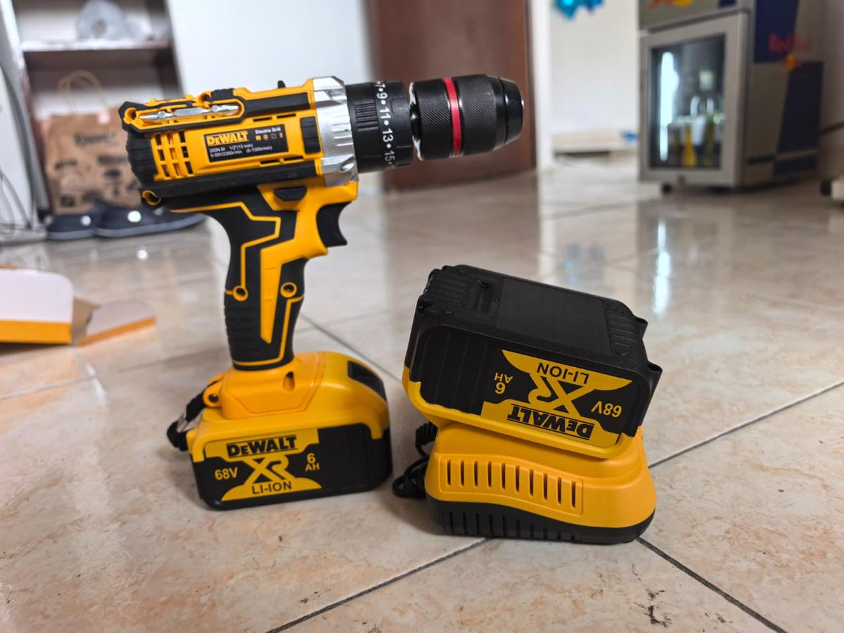 Taladro Inalámbrico 68V con 2 Baterías y Kit de Herramientas