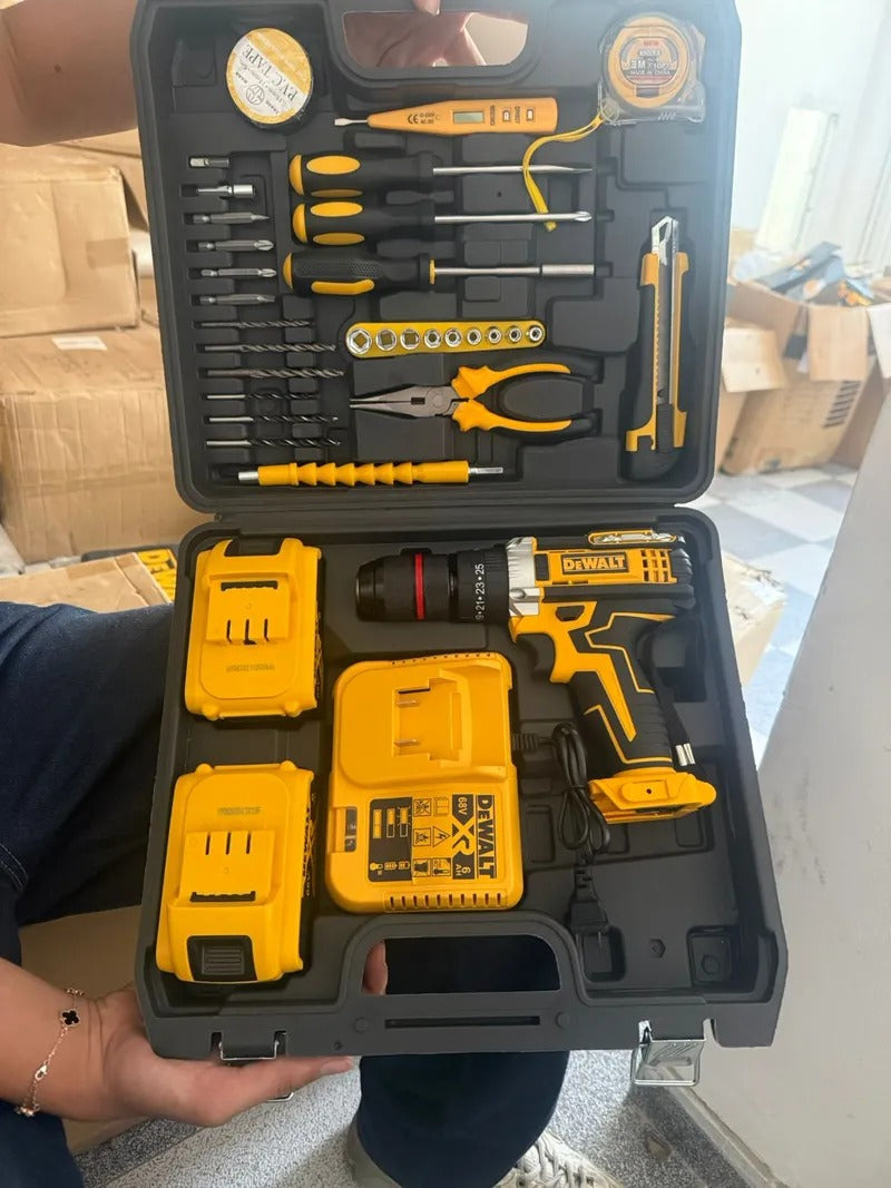 Taladro Inalámbrico 68V con 2 Baterías y Kit de Herramientas