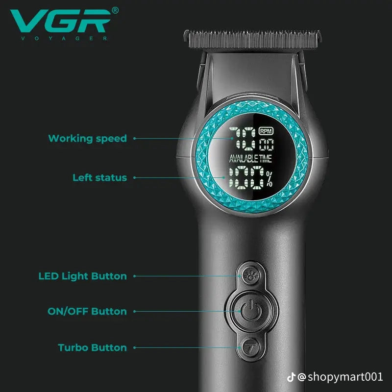 Máquina Trimmer Profesional VGR V-990 con Luz LED Turbo 8000RPM