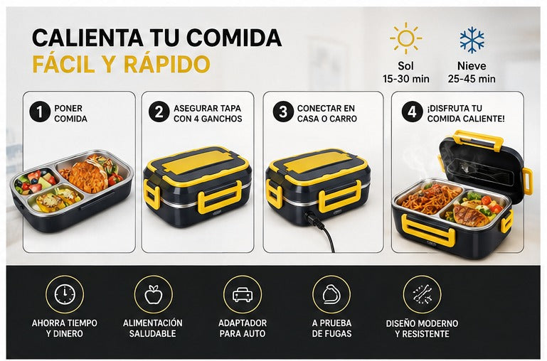 Lonchera eléctrica 110 V y 12 V para casa y carro