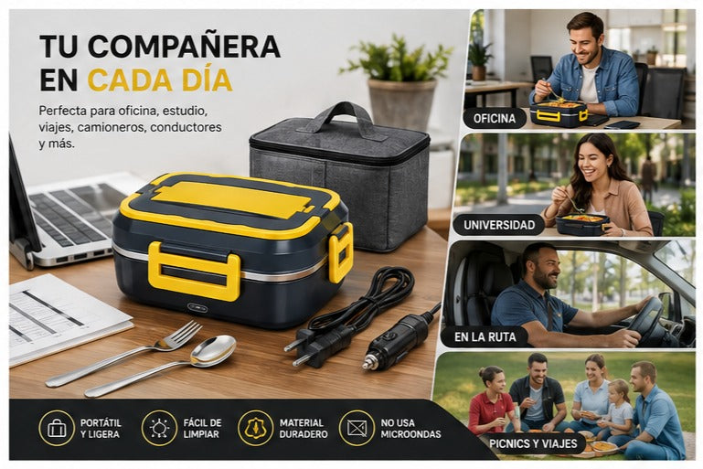 Lonchera eléctrica 110 V y 12 V para casa y carro
