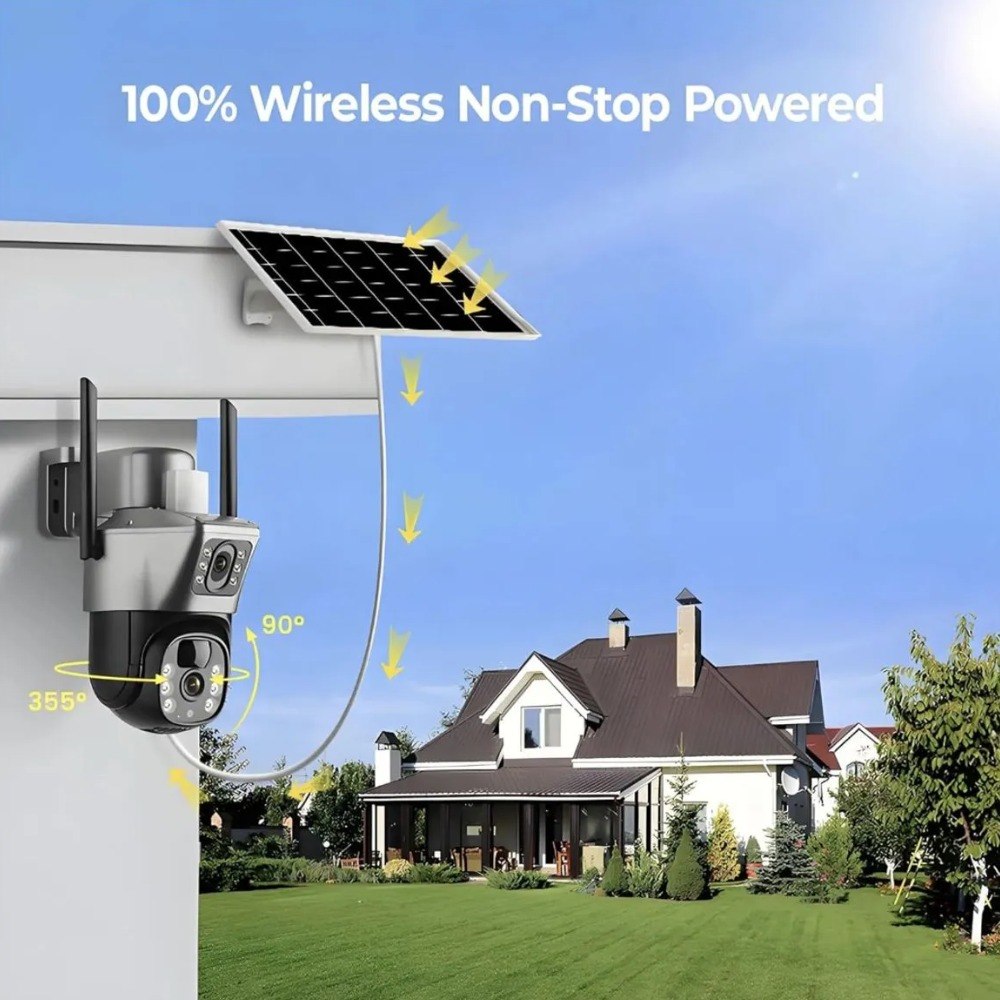 Cámara Solar 4G V380 Pro TP15 | Doble Lente PTZ, HD 1080P, Visión Nocturna Sin Wi-Fi