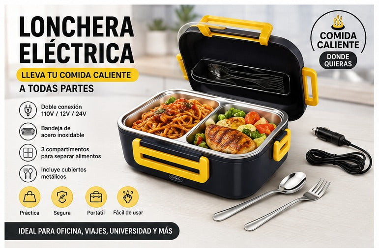 Lonchera eléctrica 110 V y 12 V para casa y carro