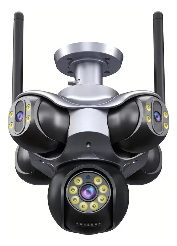 Cámara de Seguridad WiFi 4K – 5 Lentes Independientes, Domo Tipo Pulpo, Visión Nocturna y Alarma