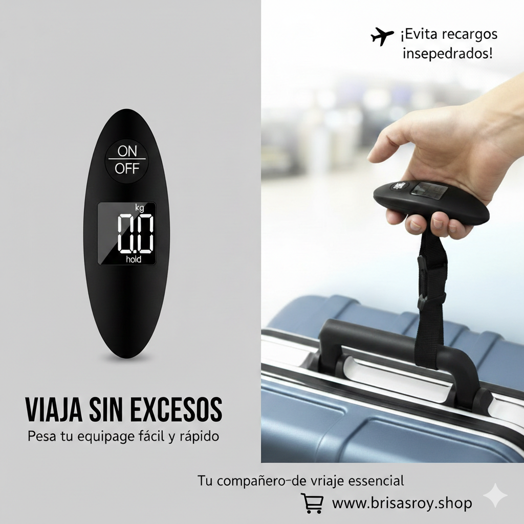Pesa Digital de Mano para Equipaje – Balanza Portátil LCD hasta 50 kg