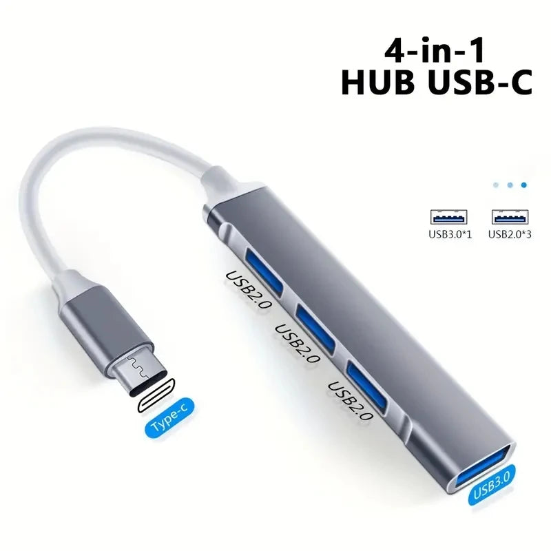 4-Port Multi-Splitter Type C Hub USB Adapter OTG for Xiaomi Lenovo MacBook 13 15 Air pro PC - Computer Accessories