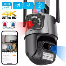 Cámara de Seguridad Doble Lente con Alarma Policial y WiFi