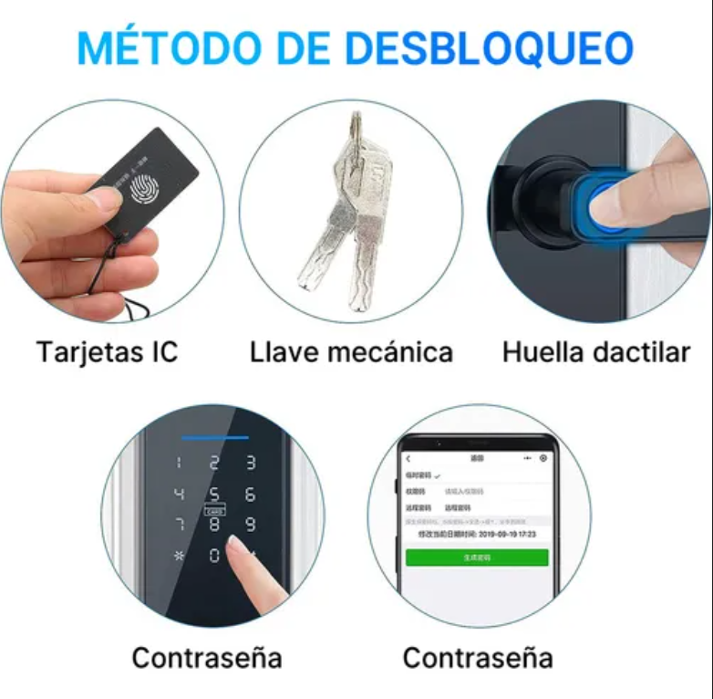 Cerradura inteligente FIKA con huella digital y app Tuya