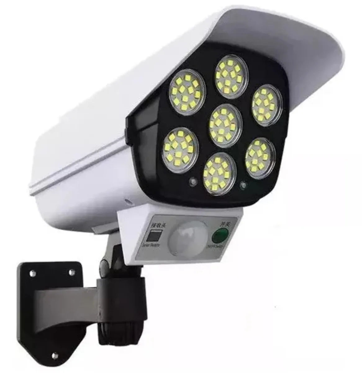 Lámpara Solar Exterior 77 LED con Sensor de Movimiento y Cámara Simulada