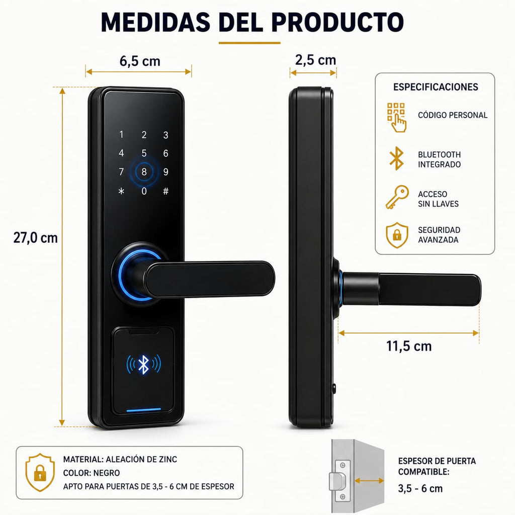 Cerradura inteligente FIKA con huella digital y app Tuya