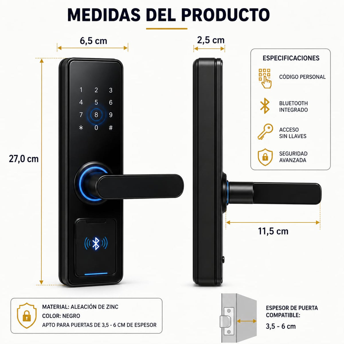 Cerradura inteligente FIKA con huella digital y app Tuya